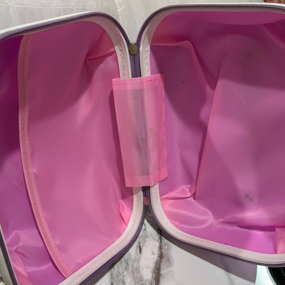 Purple Hello Kitty Train Case Carry-On Cosmetic Toiletry Bag with Suitcase Strap - Picture 7 of 7